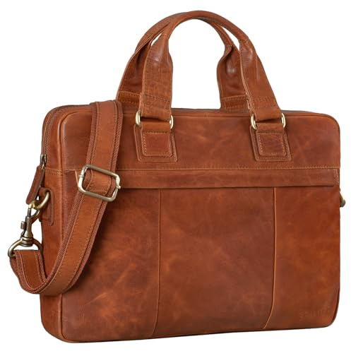 STILORD Andrew Vintage Business Ledertasche Klassische Aktentasche für Herren und Damen 13,3 Zoll Laptoptasche für Arbeit Büro Aufsteckbar Farbe:maraska - braun