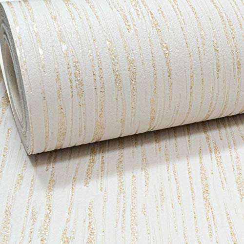 Muriva Embossed Plain Glitter Blown Vinyl Textured Thick Wallpaper for Living Room, Bedroom (Cream and Gold)