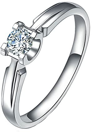 Beydodo Ringe Platin 950, Ehering für Frauen Solitärring mit Diamant 0.2ct Verlobung Ringe Gr.50 (15.9)