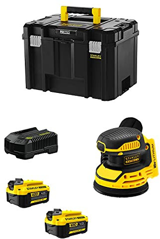 Ponceuse Excentrique STANLEY FatMax SFMCW220M2T (2 Batteries de 4,0 Ah + Chargeur + TSTAK VI)