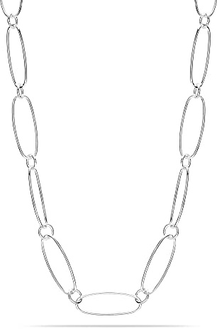 LeCalla Links Sterling Silber Schmuck Big Link 6,5 mm 7 mm Büroklammer Gliederkette Halskette für Frauen 18, 20, 24, 36 Zoll
