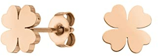 LUUK LIFESTYLE Boucles d'oreilles motif trèfle à 4 feuilles, acier inoxydable, bijou Saint-Patrick, idée cadeau petite amie, Rose