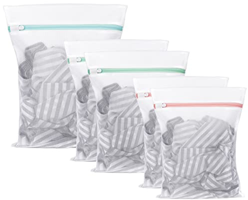 flintronic Tvättnät påsar, set med 5 tvättpåsar nät tvättmaskin, tvättnät tvättpåse för delikat blus, strumpa, underkläder, babykläder