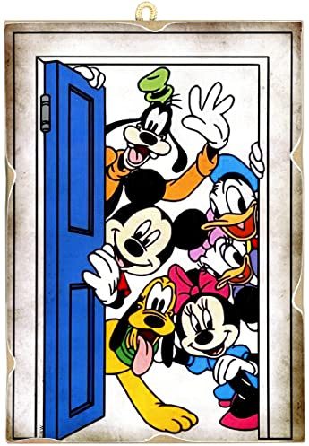 KUSTOM ART Quadro Quadretto Stile Vintage Serie Fumetti Personaggi Cartoon Stampa da Collezione su Legno 18x25 cm.