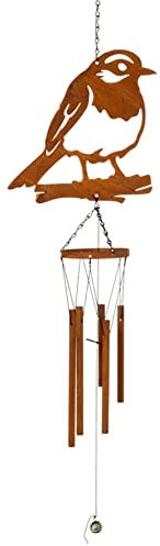 Dekohänger Windspiel Vogel | Metall Rost | 85 cm | Gartendeko Fensterdeko Hänger