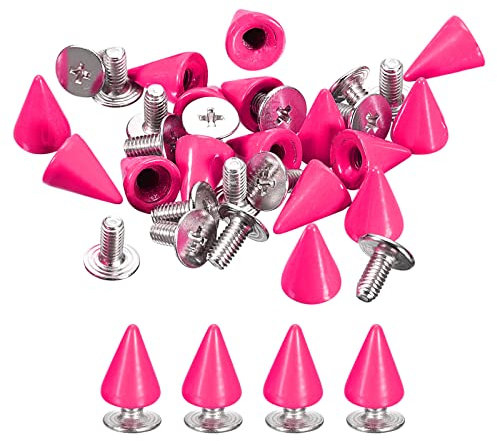 QUARKZMAN 20 Sets Punk Nieten Ziernieten Kegel Spitzen Nieten 7x10mm Metall Killernieten Schraubnieten Rostfrei Nieten für Kleidung Gürtel Taschen Schuhe Basteln Lederwaren Rosenrot