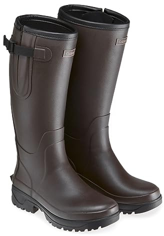 Caldene Westfield II Wellingtons - Waterproof Neoprene Lined Natural Rubber Outdoor Boots – Adjustable Gusset – Unisex Fit- Brown - 8