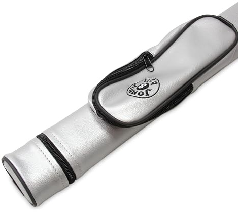 Jonny 8 Ball Two Tone Oval Snooker Pool Cue Case - Holds One 2-Piece Centre Jointed Cue, Removable Accessory Pocket