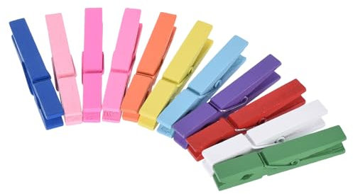 PATIKIL Colored Clothes Pegs, 50 Pack Colorful Wooden Clothes Clips for Hanging Clothes, Rainbow Colors