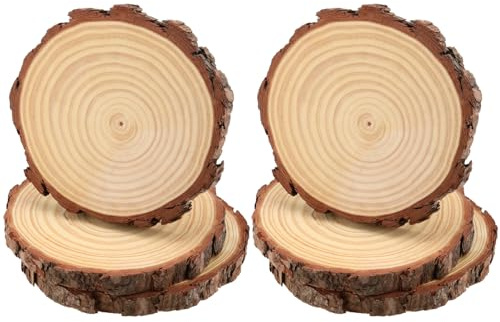 CHEUKYIU 6 Stück 18-20 cm Unvollendete Holzkreise Natur Holzscheiben Runde Naturholz Baumscheiben für Kunst und Handwerk Weihnachten Ornamente DIY Hochzeit Handwerk