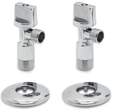 Vancoco 2 Pezzi Valvola ad Angolo del rubinetto Sottolavello 1/2 3/8 Cromo