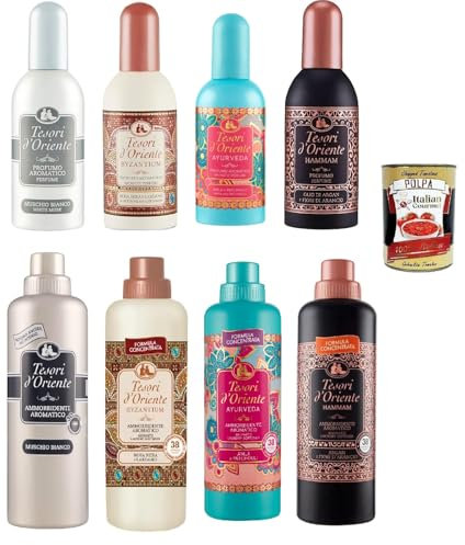 Tesori d´Oriente Testpaket Aromatic Parfum Eau de Toilette EDT 4x 100 ml und Testpaket Tesori d Oriente 4x 750 ml Weichspüler + Italian Gourmet polpa 400g