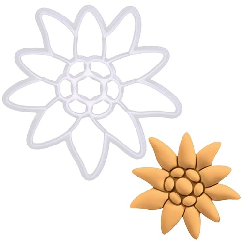 BAKERLOGY Emporte-pièce fleur d'edelweiss - Conception détaillée d'emporte-pièces pour la pâtisserie et l'artisanat, adaptée au fondant, à la pâte, à l'argile