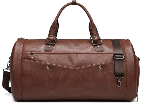 Hixingo Kleidersäcke für Reisen für Herren und Damen, 2 in 1Umwandelbarer Anzugtasche Handgepäck Reisetaschen für Kurzurlaub Geschäftsreisen (Braun.,50x28x30cm)