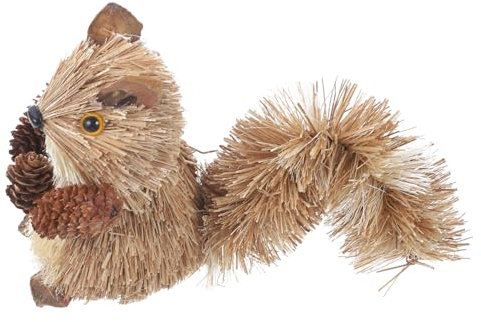 BESPORTBLE Straw Woven Squirrel Ornaments for Garden Decor Vintage Style Outdoor Lawn Statues for Home Office Desktop Landscape Adornments