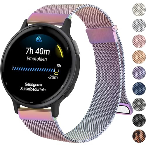 Oumida Garmin Armband 20 mm För Garmin Vivoactive 5/3, Venu 2 Plus, Venu Sq 2, Vivomove Serien, Forerunner 55/245/645, Metall Klockarmband Dubbelt Magnetersättningsarmband