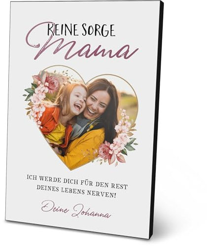 ARTFAVES® Personalisiertes Bild - Keine Sorge Mama - Geschenk für Mama, Mutter, Muttertag, Danke als Poster 21 x 30/30 x 40 cm ohne/mit Rahmen oder als Holzbild