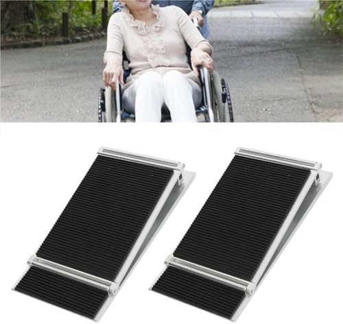 Wheelchair Ramp, Adjustable Aluminum Alloy Threshold Ramp, for Wheelchair and Bathroom with Anti Slip Base Prevents Sliding Secure Load Bearing Points Easy Installation