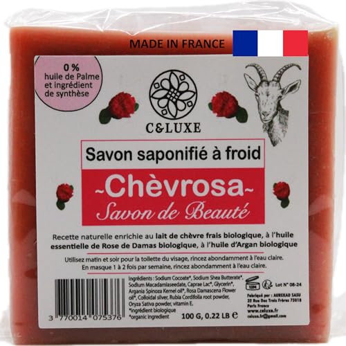 Savon au Lait de Chèvre Frais Bio et Argent Colloïdal - Saponification à Froid, Parfait pour Eczéma, Psoriasis, Acné - Hydratant et Apaisant, Peau Douce (1, Senteur Rose de Damas)