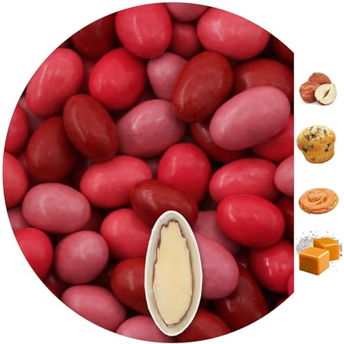 EinsSein Confetti di Cioccolato Vari Gusti rosso 1kg Ripieni con Mandorle | 160 pezzo per Confettata per Matrimonio Battesimo Comunione Cresima e Laurea Confettata | Decorazioni Bomboniere