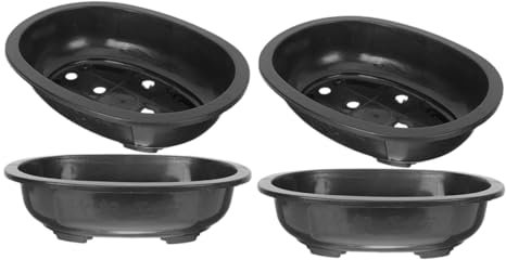 Supvox Blumentöpfe Für Pflanzen 4er-Pack Rechteckige Töpfe Bonsai-Topf Effiziente Drainage Und Luftzirkulation