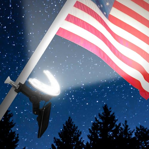 Elsollit Solar Light for Flag Pole House Mounted Solar Flag Light Fits 1” to 1 ¼” in Dia FlagPoles, 8 LED Flag Lights Outdoor Waterproof Dusk to Dawn (Black)