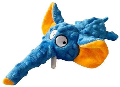 ZENVALY Giochi con Squeak per Cani, Non Imbottiti, in Peluche, Giocattolo per Cigolanti Cucciolo, Giocattoli per Cuccioli da Masticare, per Cane di Taglia Piccola Media, Elefante, Blu