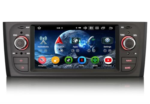 Erisin 8-Core 4GB+64GB Android 16 Autoradio Bluetooth 1 Din GPS Navigatore per Fiat Grande Punto Linea Supporto CarPlay Android Auto WiFi 4G DSP DAB+ USB FM RDS OBD2 TPMS DVB-T2 IPS Schermo Canbus