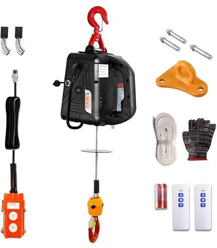 3-in-1 Electric Hoist Winch 1500W Portable Power Electric Winch 110 Volt 16 ft/min 25ft Lifting Height with 1100Lbs Loading Capacity for Superior Lifting & Pulling