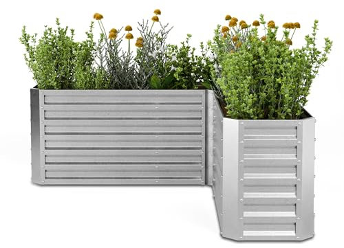 blumfeldt Hochbeet 160x160, L-förmiges Gartenhochbeet 742 L Aus Wetterfestem Galvanostahl, Ergonomisch & Rostbeständig Mit Offenem Boden Für Optimale Drainage & Einfache Montage