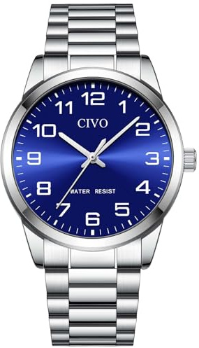 CIVO Uhren Herren Silber Armbanduhr: Quarz Analog Leicht Lesbare Casual Herrenuhr - Edelstahl Wasserdicht Herren Uhr