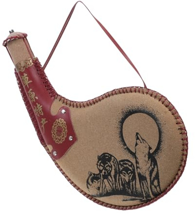 KICHOUSE Flachmann Aus Braunem Leder Verschleißfeste Bota-Tasche Für Wasser Tragbarer Wasserbehälter Weintasche Für Camping Angeln Wandern Mit Glatter Oberfläche