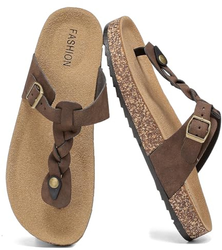 zaxunai Planas Casuales Separador Dedos Mujer, Chanclas Verano Unisex Plantilla Corcho, Sandalias Flip Flop Hombre Hebilla Ajustable, Antideslizantes Baño Zapatillas Cómodas Casa