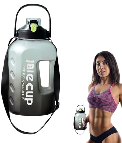 Gym Water Bottle – 3L Sports Bottle, Motivational Jug | Large Leakproof Water Bottl With Time Markers, Straw, Carry Handle For Outdoor Fitness, Indoor Hydration, Office, Or Daily Workout Use
