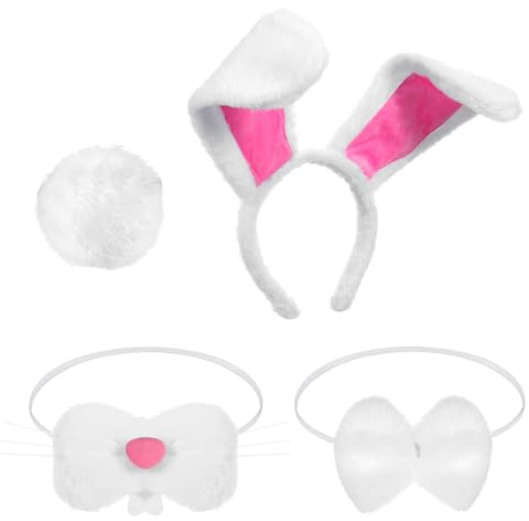 Quilax 4 stycken kaninöron hårband set, plysch kaninöron hårband, c, söta kaninöron, kanin flicka cosplay, för påsk, karneval fest, cosplay kostym dekoration, barn vuxna