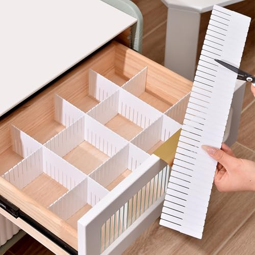 10 Pezzi Divisori per Cassetti Regolabili,37x11 cm Separatori Organizzatori per Cassetti Regolabili,Divisorio per Cassetto in Plastica per Riporre Biancheria Intima,Calze e Cosmetici per Cucina,Bagno
