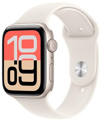Apple Watch SE 3 GPS 44mm Smartwatch with Starlight Aluminium Case with Starlight Sport Band S/M. Fitness and Sleep Trackers, Heart Rate Monitor, Always-On Display, Water Resistant