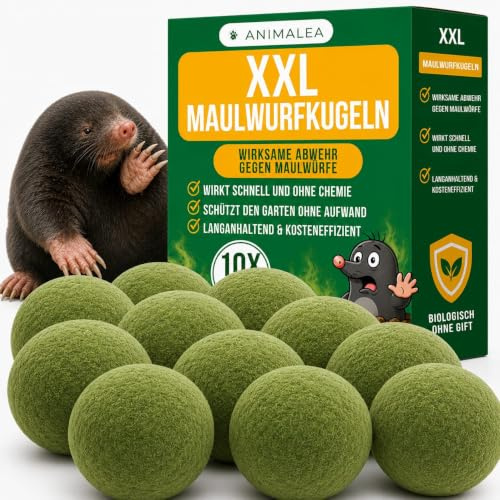Maulwurf XXL Kugeln 10STK. - Maulwurf Vertreiber-Kugeln mit Sofort- und Langzeitwirkung - effektives Mittel gegen Maulwürfe - STOPPT MAULWÜRFE