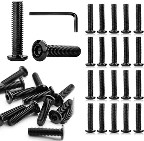 50 Stück M6 x 50mm Schrauben, Flachkopfschrauben Schwarz 304 Edelstahl Innensechskantschrauben mit Hex Key Schwarzes Oxid Schrauben für Möbel, Möbelschrauben