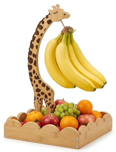 Giraffe Fruit Basket Bowl with Banana Holder Stand,Coutertop Banana Hanger