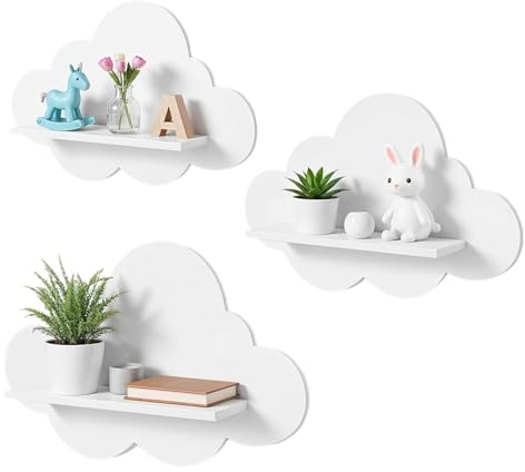 dzqad 3 Stück Wandregal Wolke Kinderzimmer - Wolken Regals In Weiß, Bücherregal Kinder, Babyzimmer Wolkenregal Für Bücher, Spielzeug, Dekoration, Wand Regales Für Badezimmer Babyzimmer Wohnung