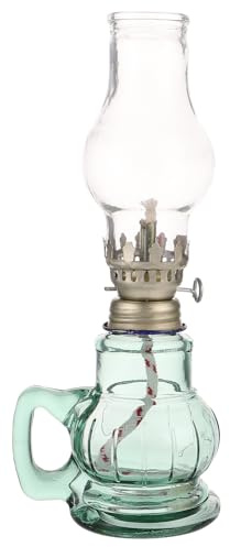 iplusmile Vintage Tisch Petroleumlampe aus Grünem Glas mit Verstellbarer Funktion und Komfortabler Haptik für Wohnzimmer und Tempeldekoration im Retro Stil