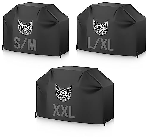 BBQ Chief Abdeckhaube für Grills - Wetterfest, UV-beständig, mit Klettverschluss, Schwarz, S/M (138x61x110 cm) - Grillabdeckung, Grillschutz, Grillhaube, Schutzhülle, Abdeckung, Abdeckplane, Gasgrill