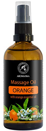 Massageöl Orange 100ml - 100ml Natürlich & Rein - ohne Paraffin - Orangenöl - Mandelöl - Traubenkernöl - Jojoba - Rosmarinöl - Wacholder & Zypresse für Massage - Geschenk - Schönheit - Pflegeöl