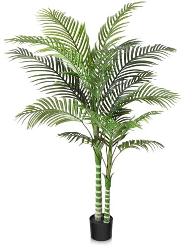 OAKRED Artificial Golden Cane Palm Tree,5FT Tall Fake Plant Faux Palm Plants for Indoor,Artificial Plants for Office Home Living Room Patio Decor
