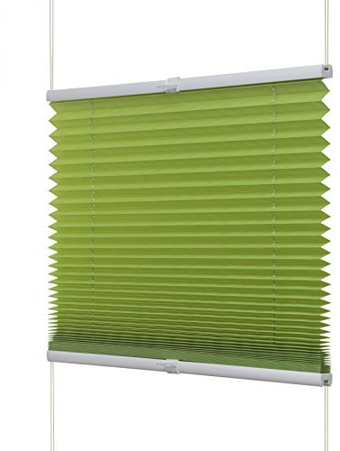 Ventanara® Fenster Plissee ohne Bohren zum Kleben Plisseerollo Wabenplissee Faltrollo verspannt inklusive Premium Klebeträgern (65 x 220 cm, grün Plissee)