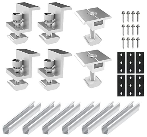 Solarmodul Halterung Kit,kyaoayo Solarpanel PV Zubehör für Dach Balkonkraftwerk für Modulhöhe 35mm Befestigung Solarmodul Für Solar Panel,für Blechdach Flachdach Montage Solarpanel Dach