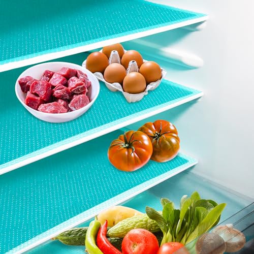 Daixers 10Pcs Refrigerator Liners, Washable Fridge Liner Shelf Mats Refrigerator Pads for Cupboard Cabinet Drawer Home Kitchen Accessories Organization (Blue)