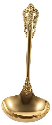 PRETYZOOM Cuillère à Soupe Acier Inoxydable Doré Grand Format Louche Robuste Pour Servir Soupe Et Bouillon Ustensile De Cuisine Élégant