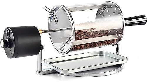 Coffee Bean Roaster, DIY Stainless Steel Rollers Coffee Roaster Machine, Manual Drum Type Coffee Beans Baking Machine, for Grains Beans Peanuts Nuts